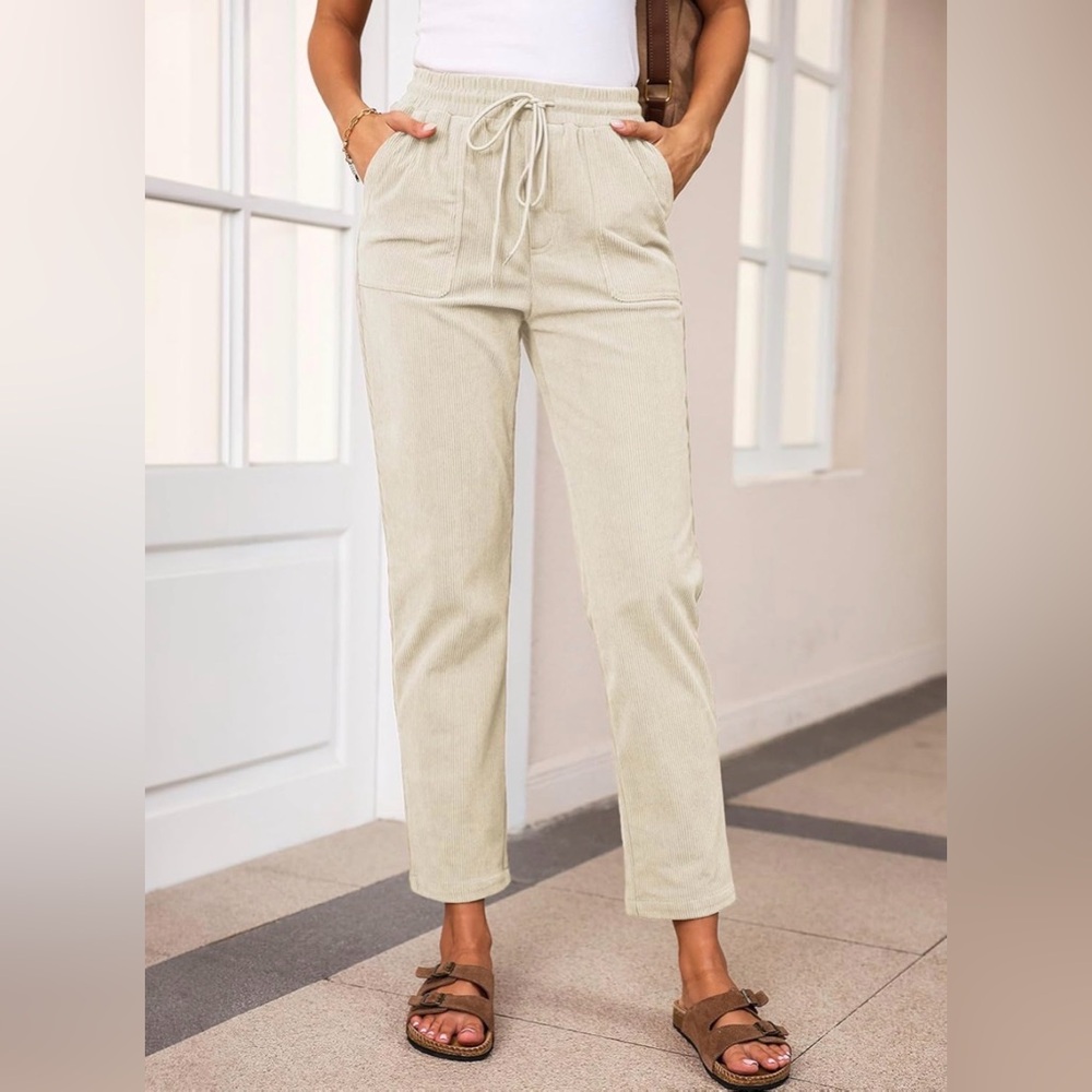 Women's Cream Corduroy Pants